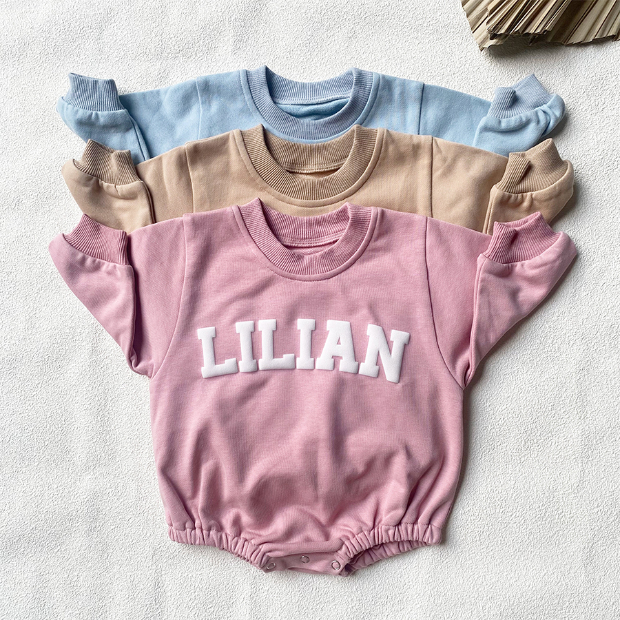 Personalized Puff Name Baby Color Sweatshirt Bodysuit | CWBaby90