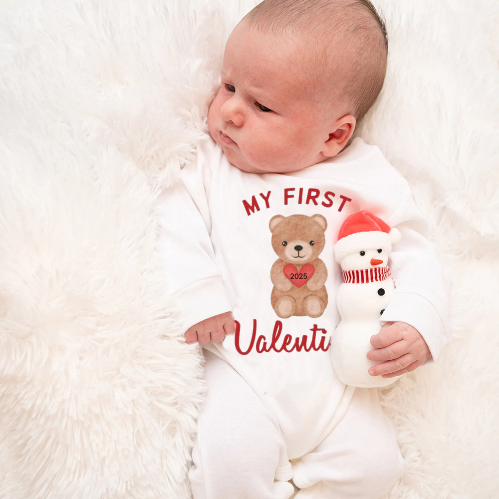 Personalized Baby First Valentine Ropmer and Hat Set | CWBaby127