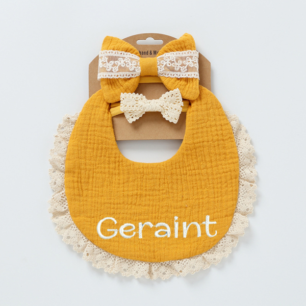 Personalized Embroidered Baby Bibs Headband Set | CWBaby29