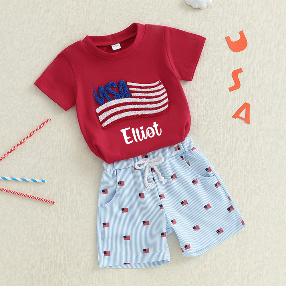 Personalized Boys The 4th Of July Shirt and Shorts Set  | CWBaby249