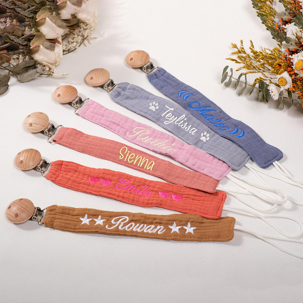 Personalized Baby Embroidered Pacifier Strap with Name | CWToy129