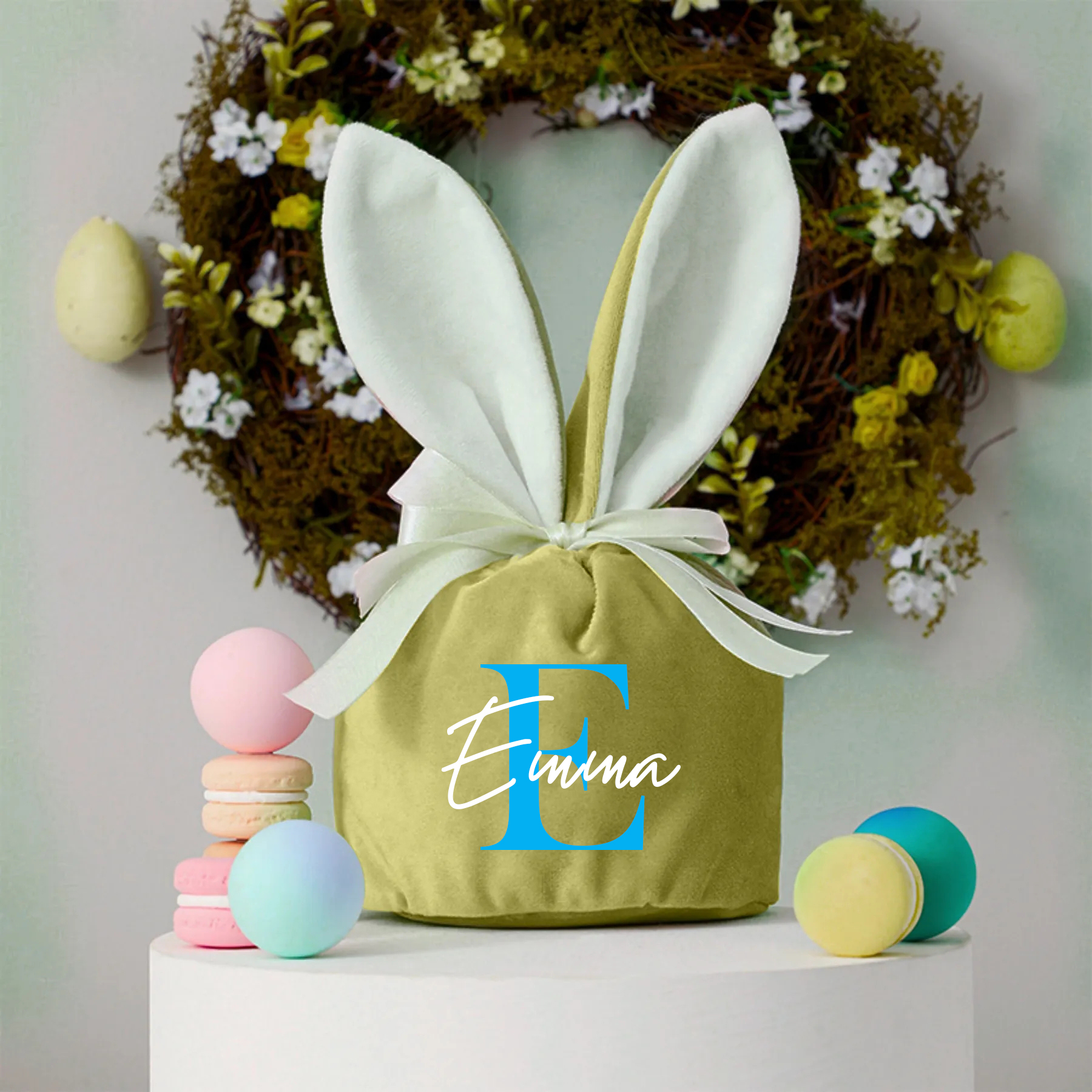Personalized Name Easter Bunny Velvet Basket | CWEaster20