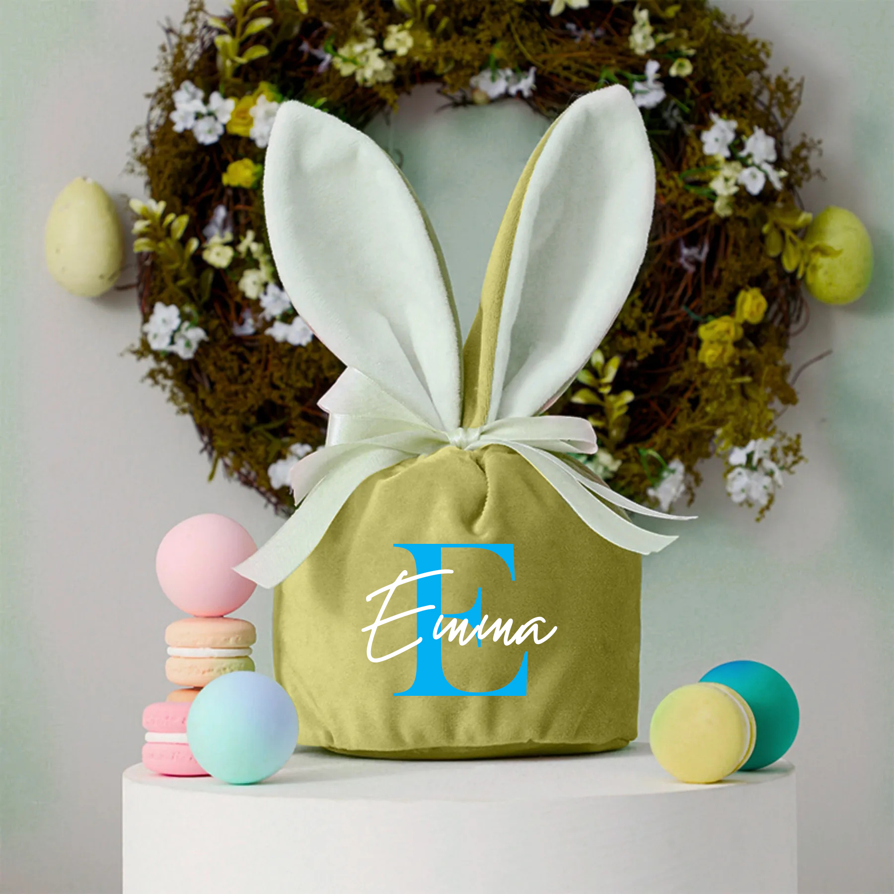 Personalized Name Easter Bunny Velvet Basket | CWEaster20