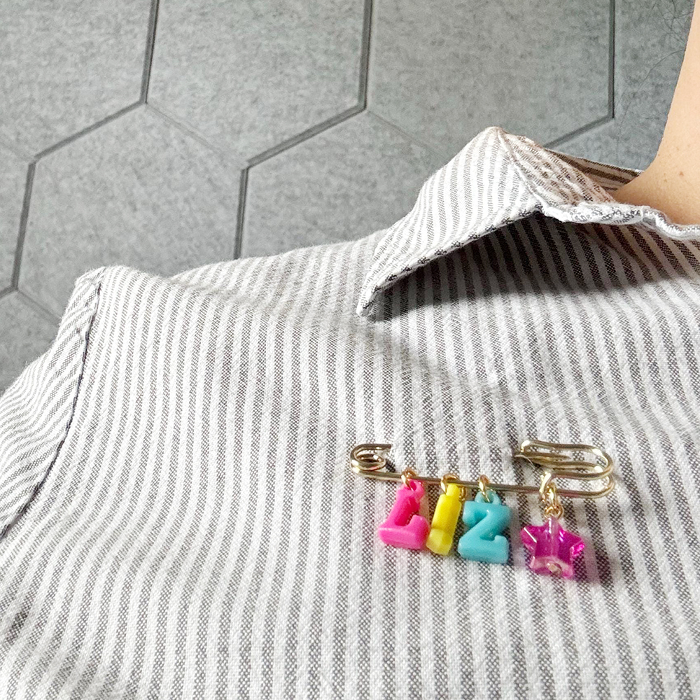 Personalized Colorful Letter Badge Safety Pin | CWToy132
