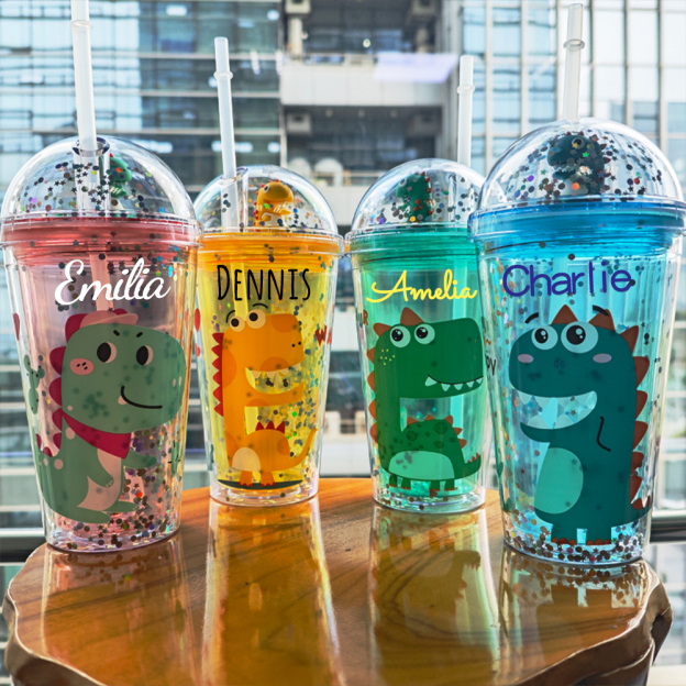 Personalised BPA Free 16oz Cartoon Dinosaur Tumblers Bottles | YouBottle75