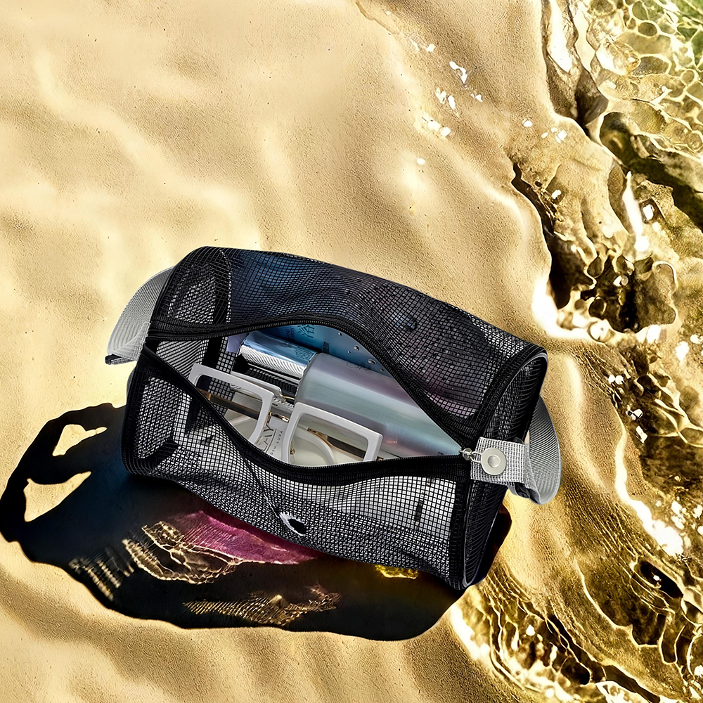 Personalized Summer Seashell Zipper Mesh Beach Bag | CWBeach196