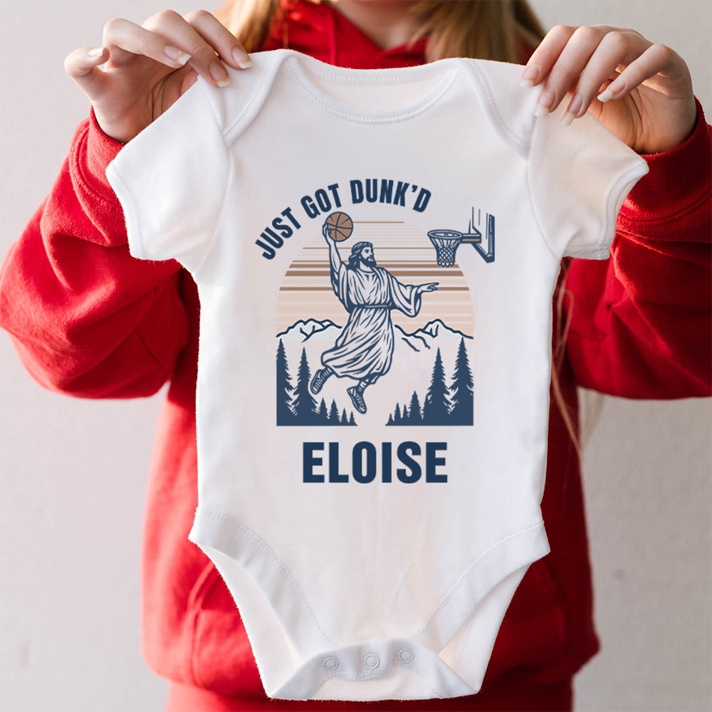 Personalized Baby Just Got Dunked Funny Baptism Shirts | CWBaby269