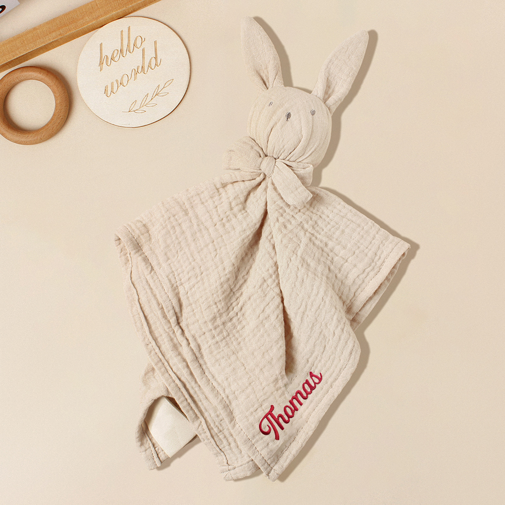 Personalized Baby Embroidery Bunny Soothing Sleep Towel | CWToy137
