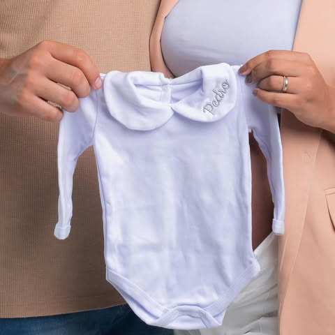 Personalized Baby Embroidered Peter Pan Collar Romper | CWBaby272