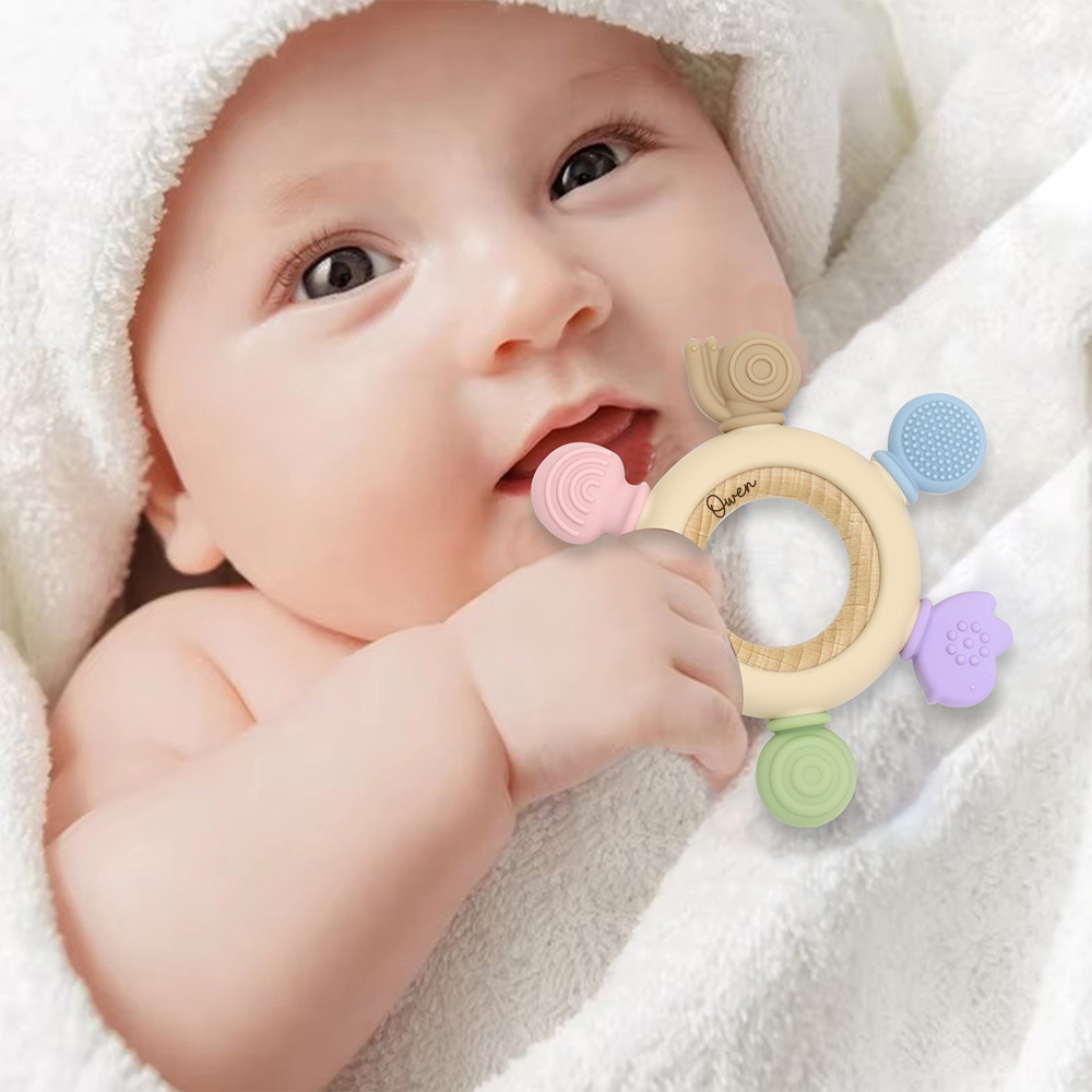 Personalised Baby Food Silicone Sensory Teething Ring | CWToy136