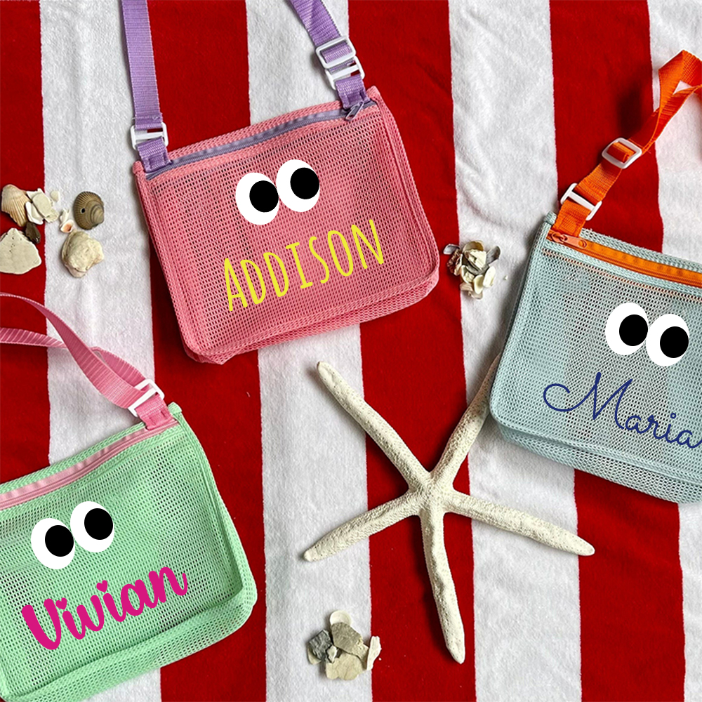 Personalized Seashell Zipper Mesh Beach Bag | CWBeach0101