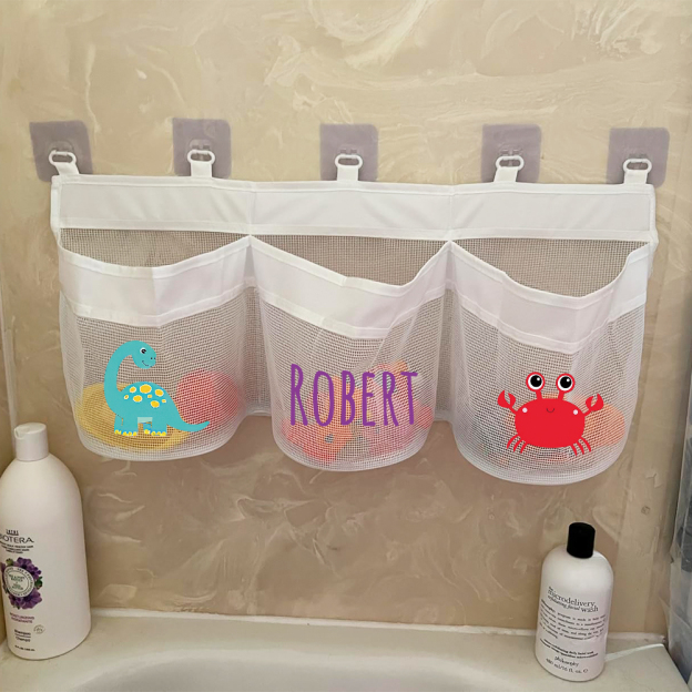 Personalized Wall-mounted Bath Toy Storage Mesh Bag | CWToy137