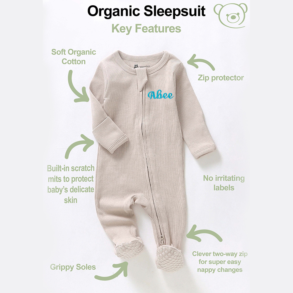 Personalized Embroidery Baby Organic Cotton Ribbed Outfit | CWBaby277