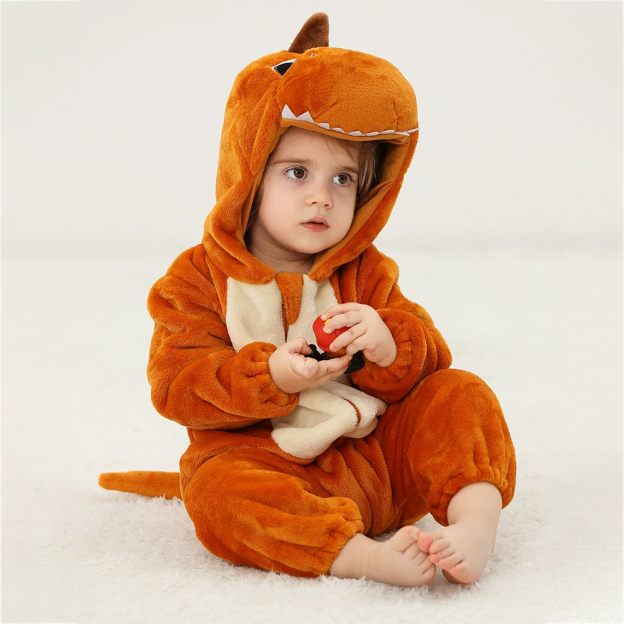 Personalized Leather Patch Baby Animal Warm Onesie  | CWBaby284