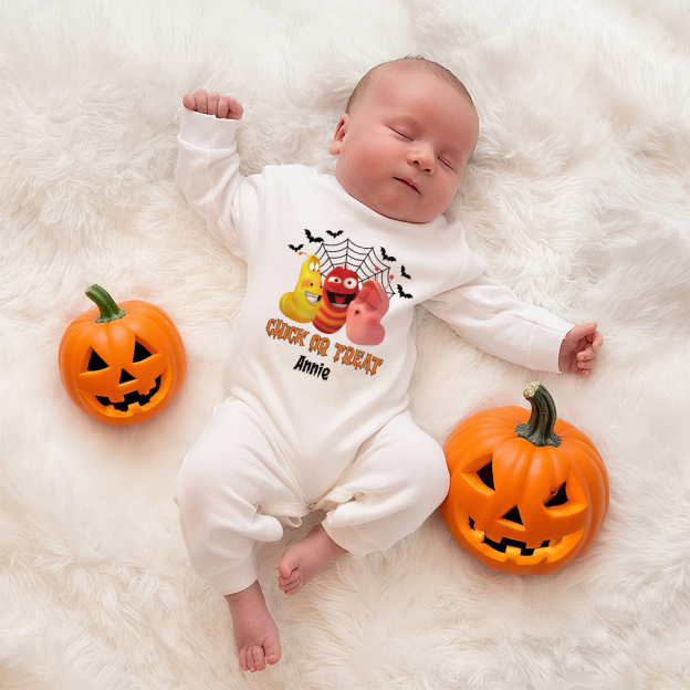 Personalized Larva's Halloween Funny Baby Romper | Larva08