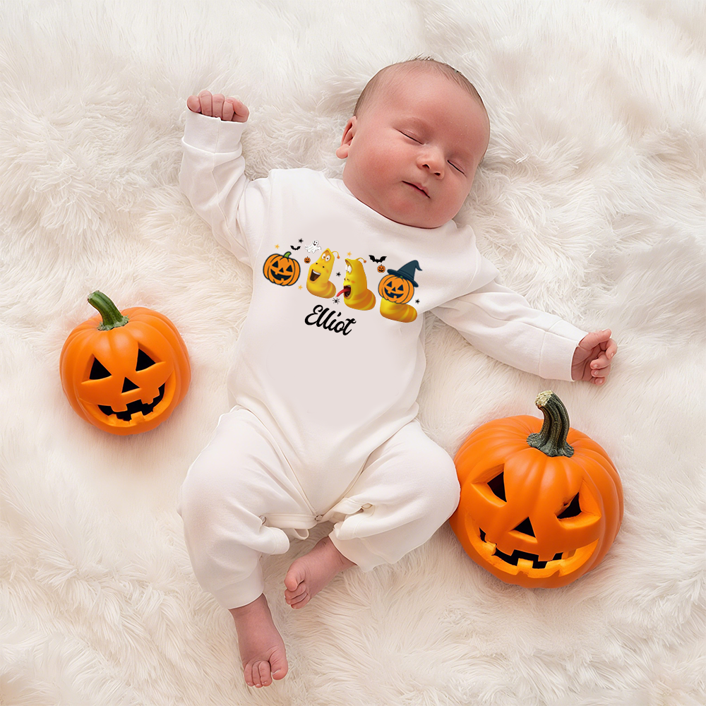 Personalized Larva's Halloween Funny Baby Romper | Larva14