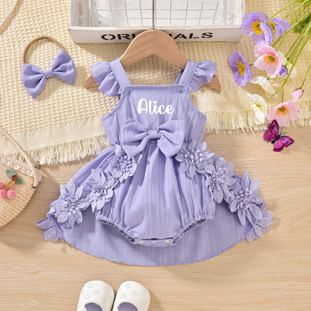 Personalised Lovely Lace Flower Baby Girl Princess Dress | CWBaby294