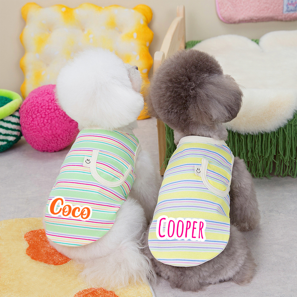 Personalized Cute Stripe Pet Summer Cool Vest | BKPet204