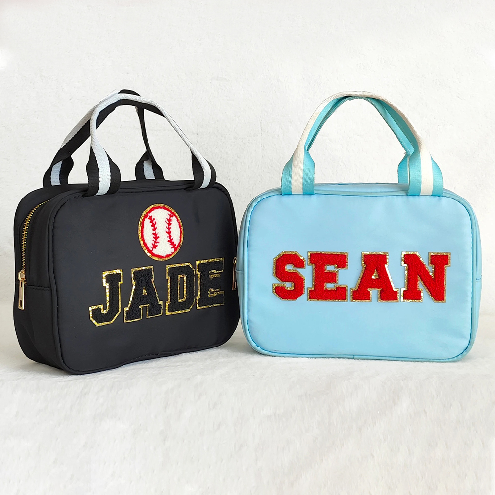 Personalized Chenille Letters Patch Kids Lunch Bag