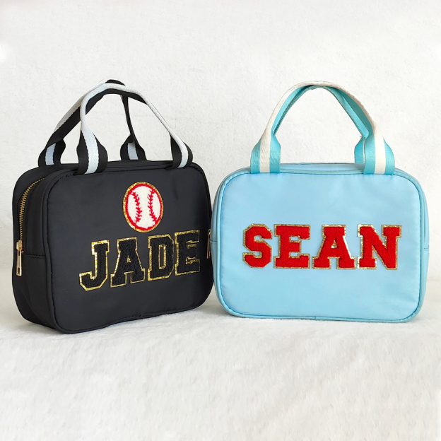 Personalized Chenille Letters Patch Kids Lunch Bag