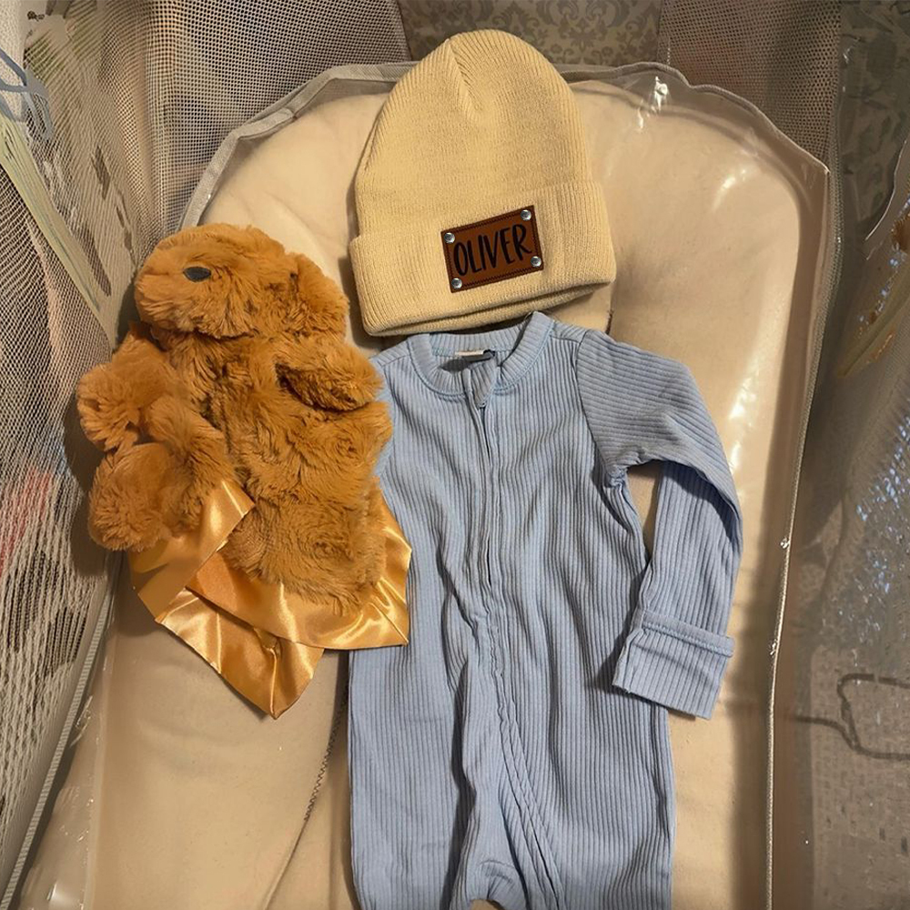 Personalized Leather Patch Kid & Adult Color Beanies for Comfort & Unique | HSKid23