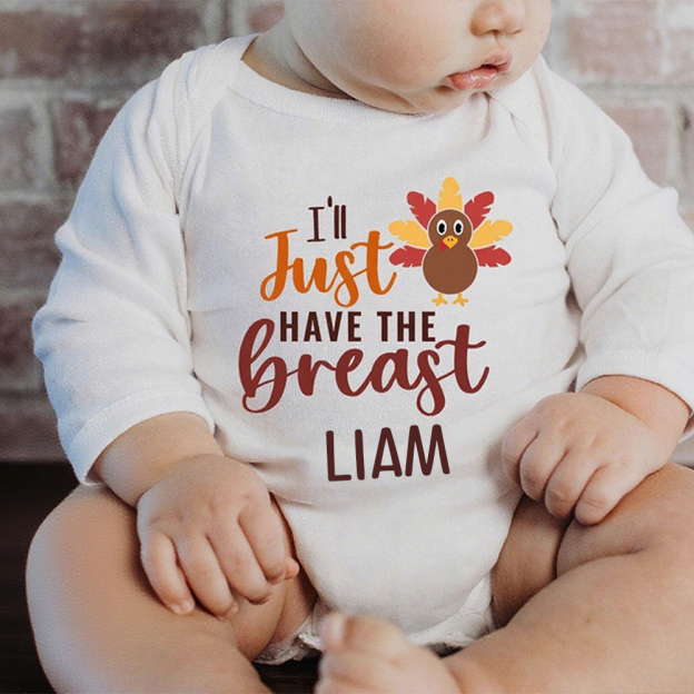 Personalized Baby Romper with Bib Set For Thanksgiving Party | CWThanks03