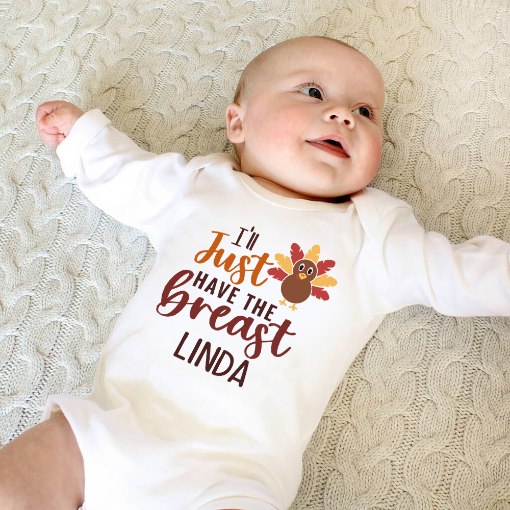 Personalized Baby Romper with Bib Set For Thanksgiving Party | CWThanks03