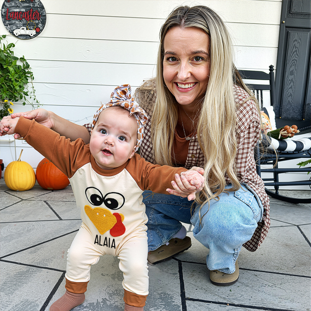 Personalized Baby Lovely Thanksgiving Turkey Romper | CWThanks04