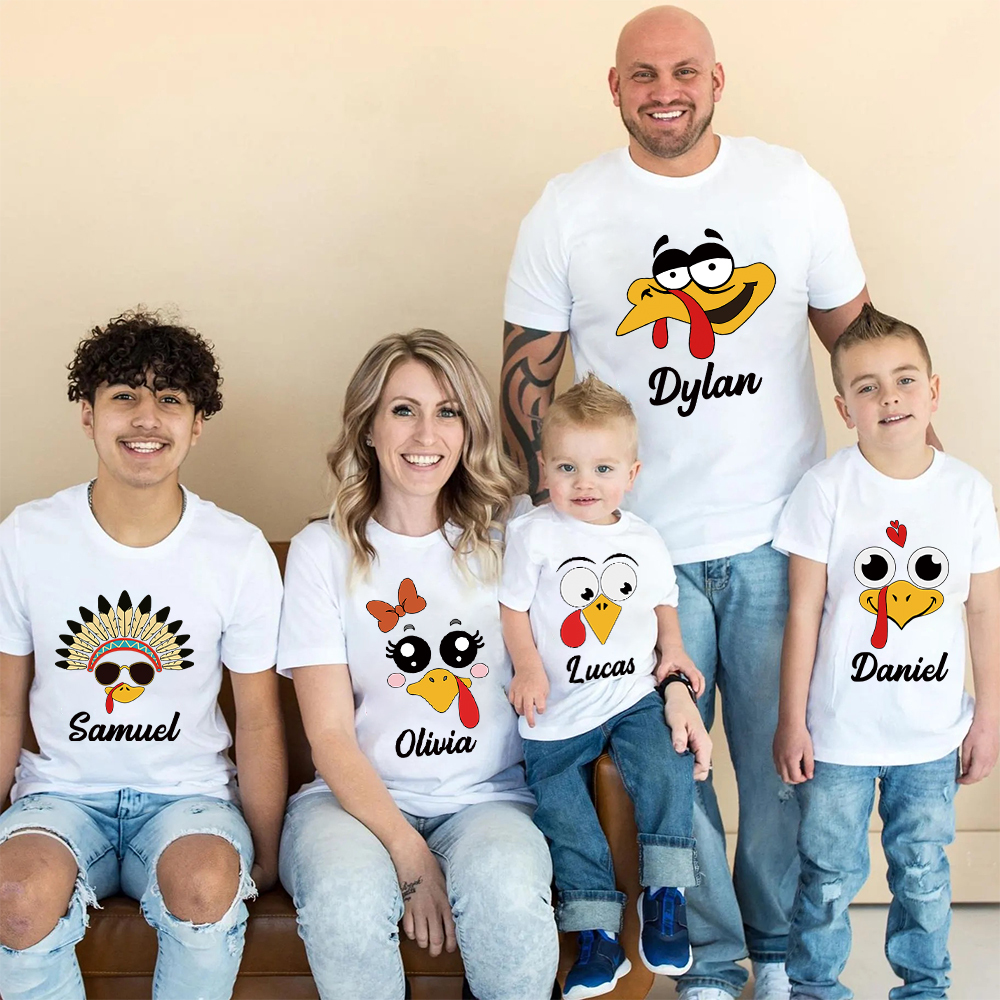 Personalized Funny Turkey Face Family Matching Shirt | CWThanks07