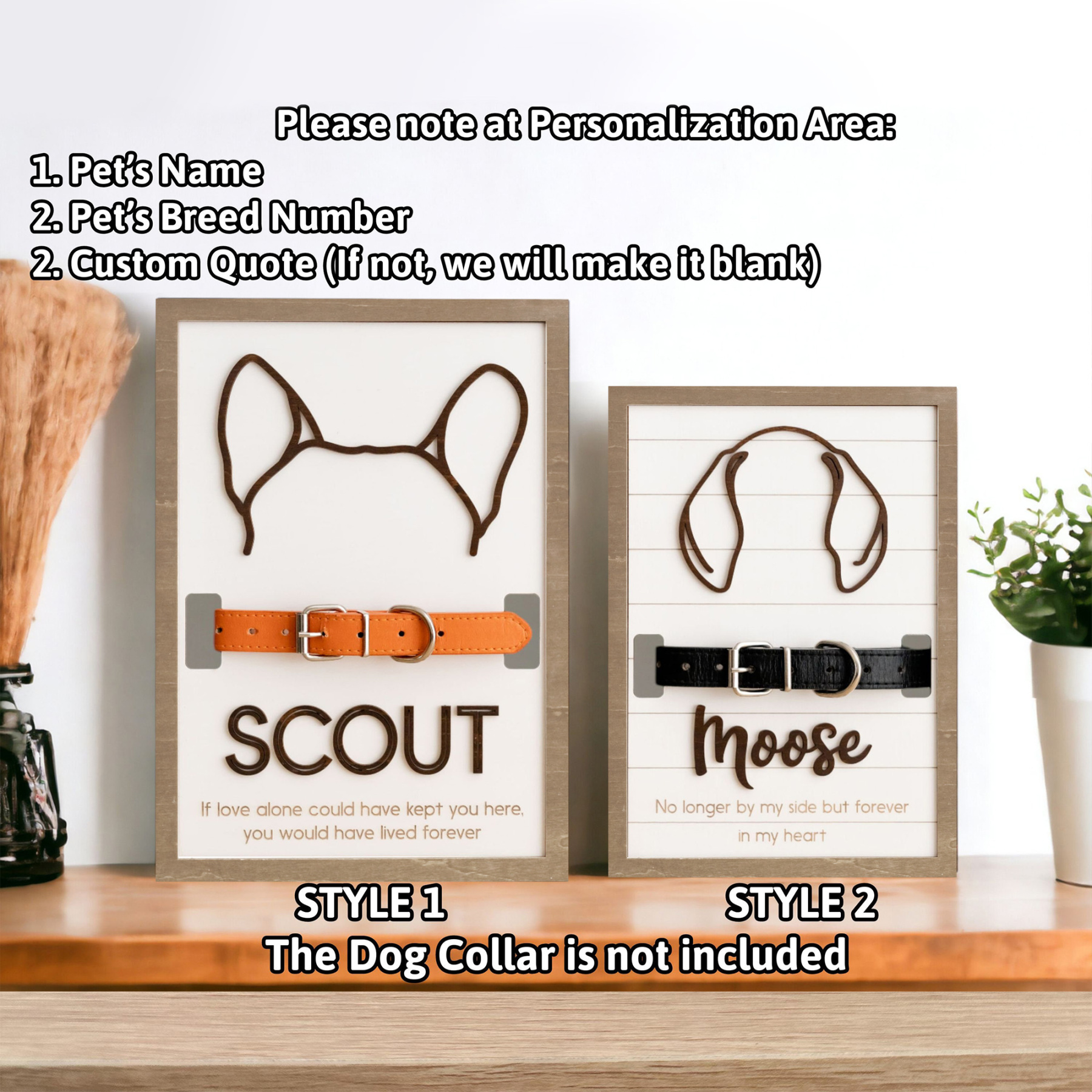 Personalized Memorial Plaque Dog Ear Collar Sign | BKPet212