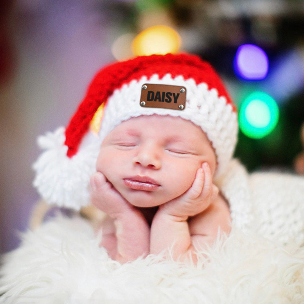Personalized Leather Patch Christmas Santa Hat | MCGift116