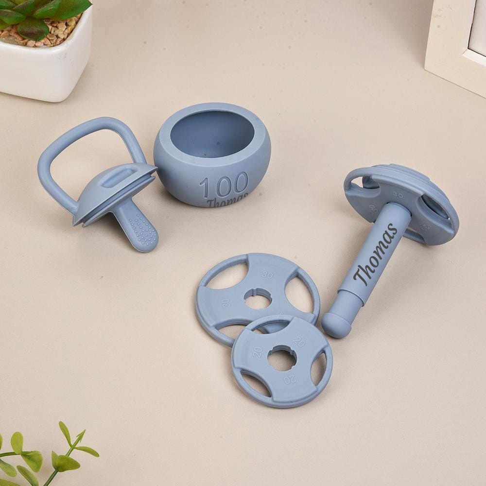 Personalized Miniature Baby Kettlebell & Barbell Gripping Toys | CWToy149