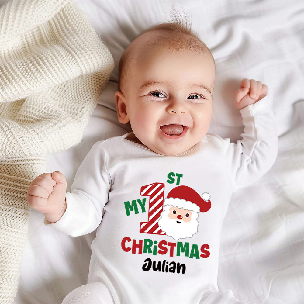 Personalized Baby 1st Christmas Ropmer and Hat Set | MCGift124