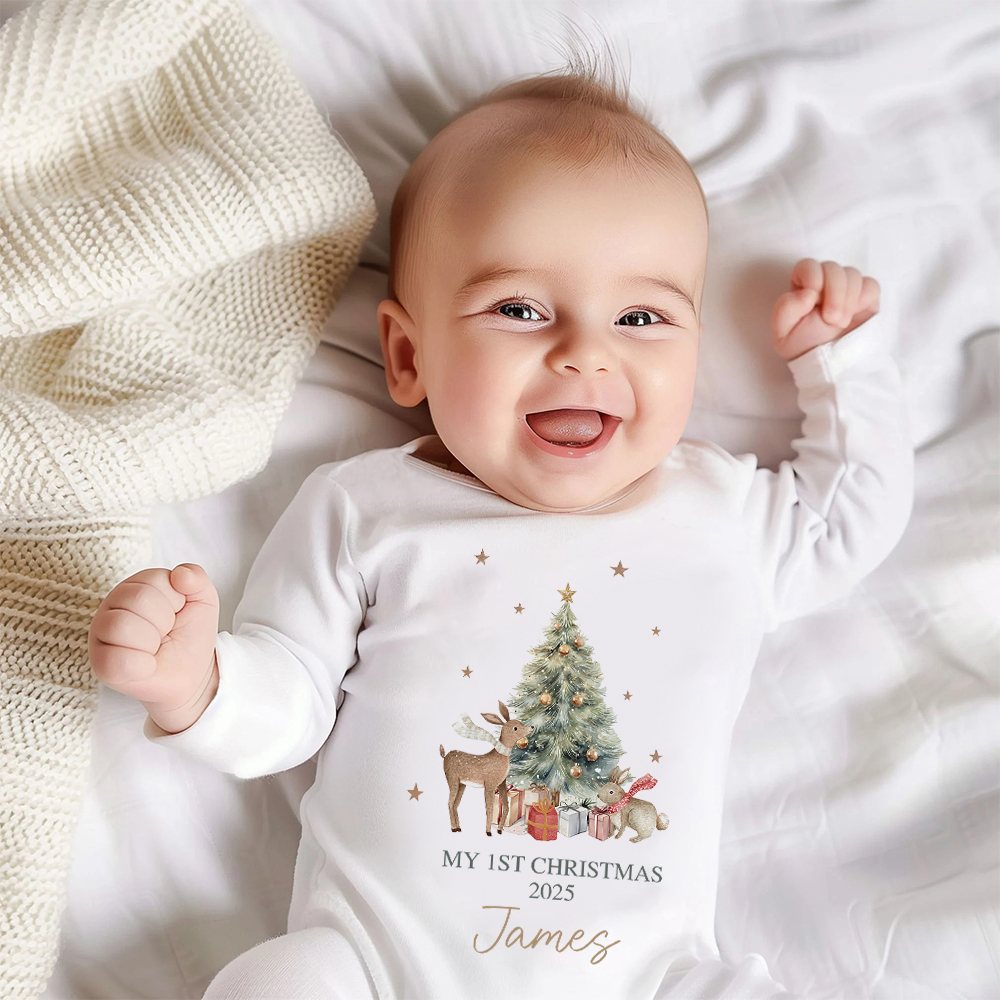 Personalized Baby 1st Christmas Ropmer and Hat Set | MCGift125