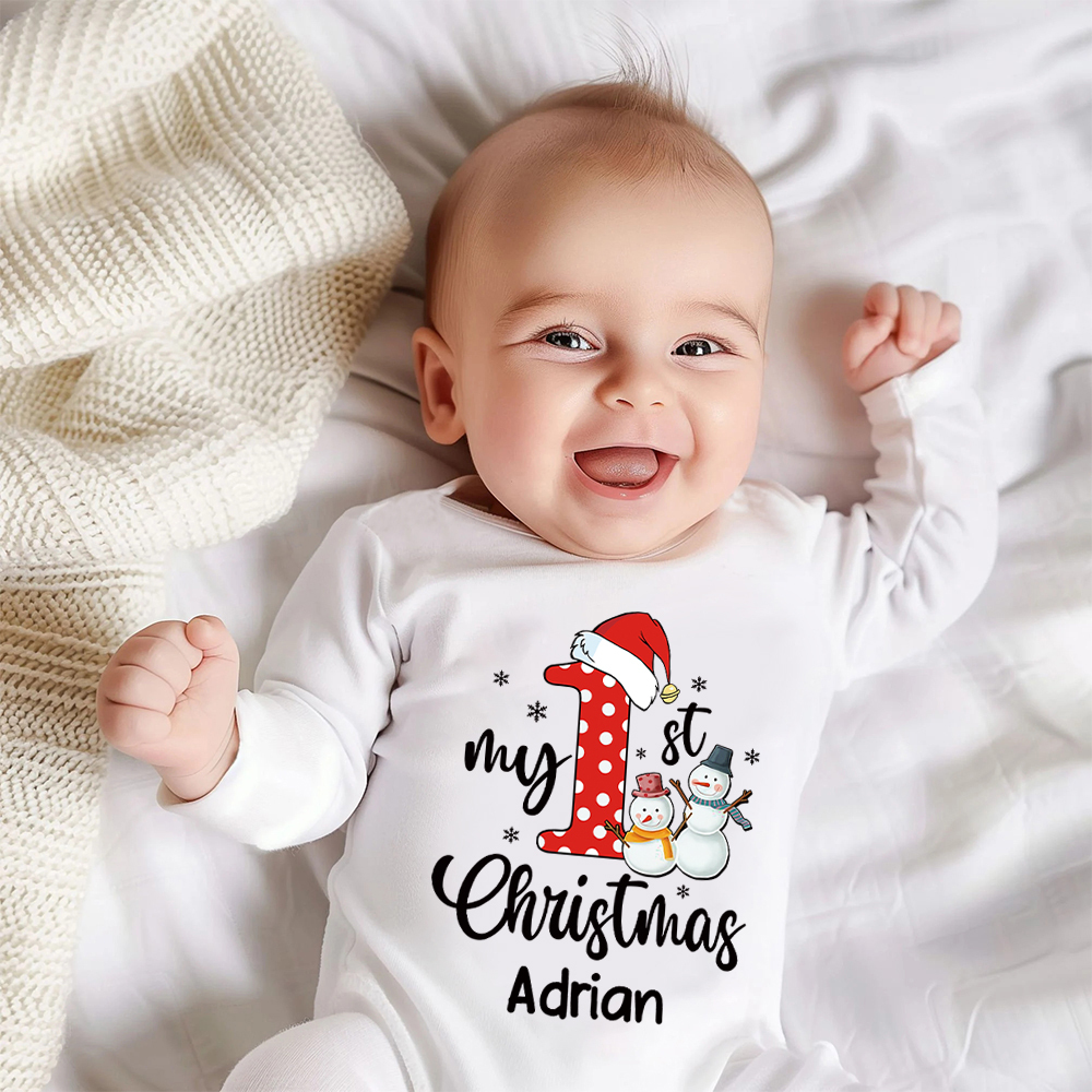 Personalized Baby 1st Christmas Ropmer and Hat Set | MCGift128