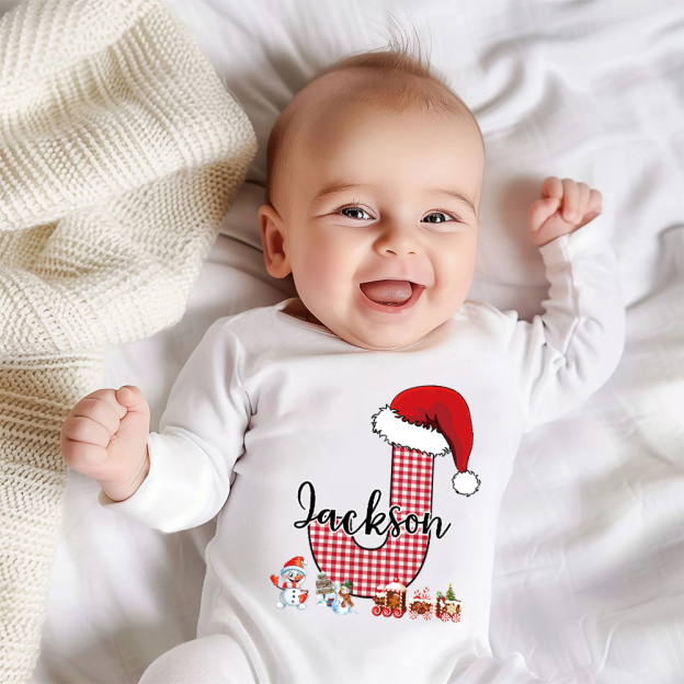 Personalized Baby 1st Christmas Ropmer and Hat Set | MCGift134