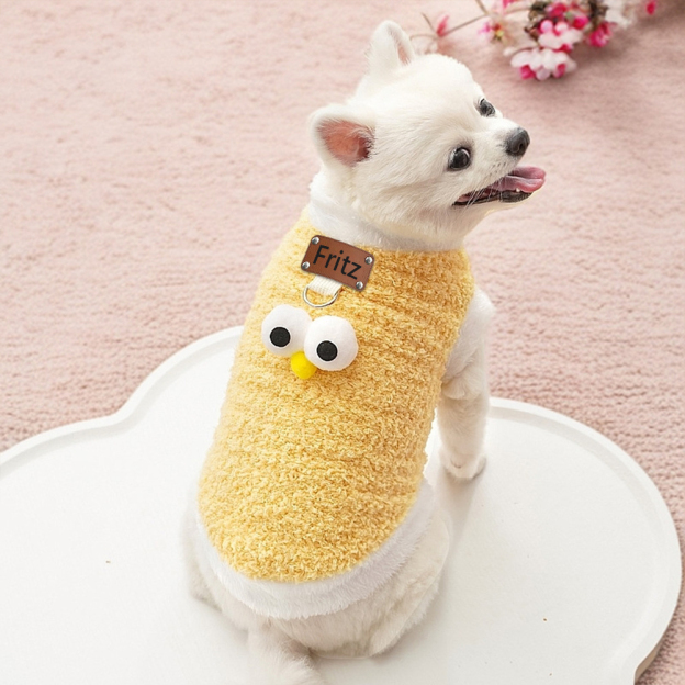 Personalized Leather Patch Lovely Pet Soft Plush Vest | BKPet216