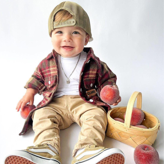 Personalized Leather Patch Kids Flannel Jacket | inJacket15