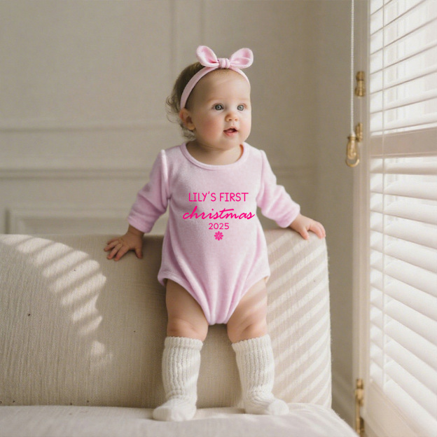 Personalized Newborn Girl Christmas Red Velvet Photo Outfit | MCGift151