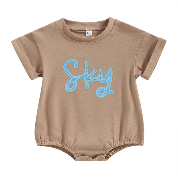 Personalized Baby Hand Embroidered Felt Romper | CWBaby301