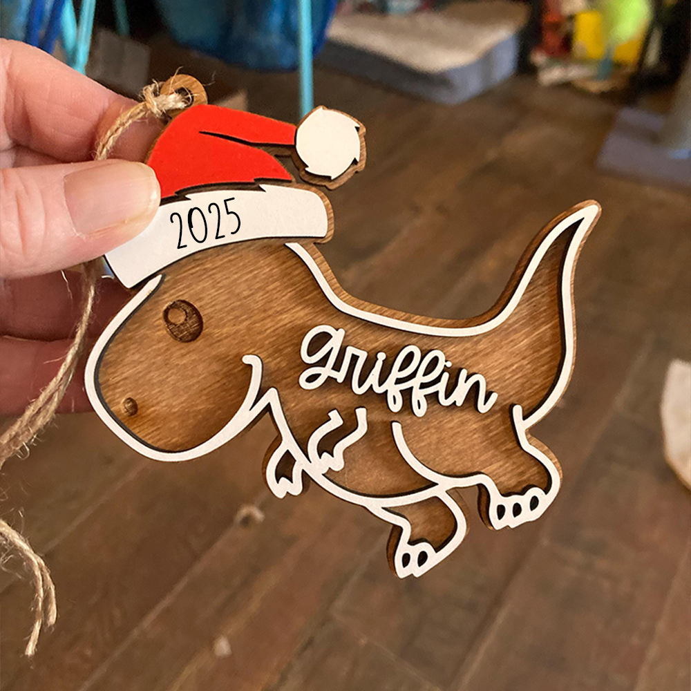 Personalized Christmas Dinosaur Wood Ornaments Decoration | MCGift146