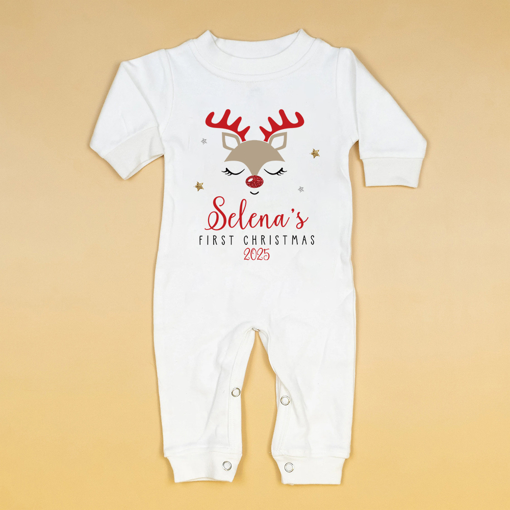 Personalized Baby 1st Christmas Ropmer and Hat Set | MCGift141