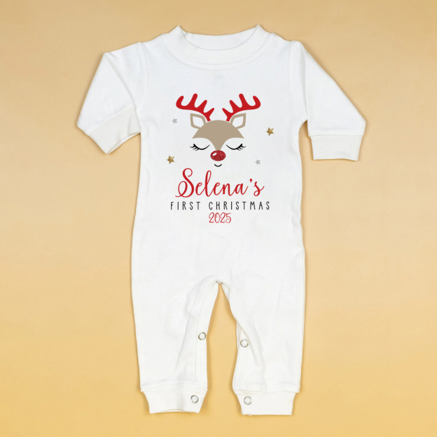 Personalized Baby 1st Christmas Ropmer and Hat Set | MCGift141