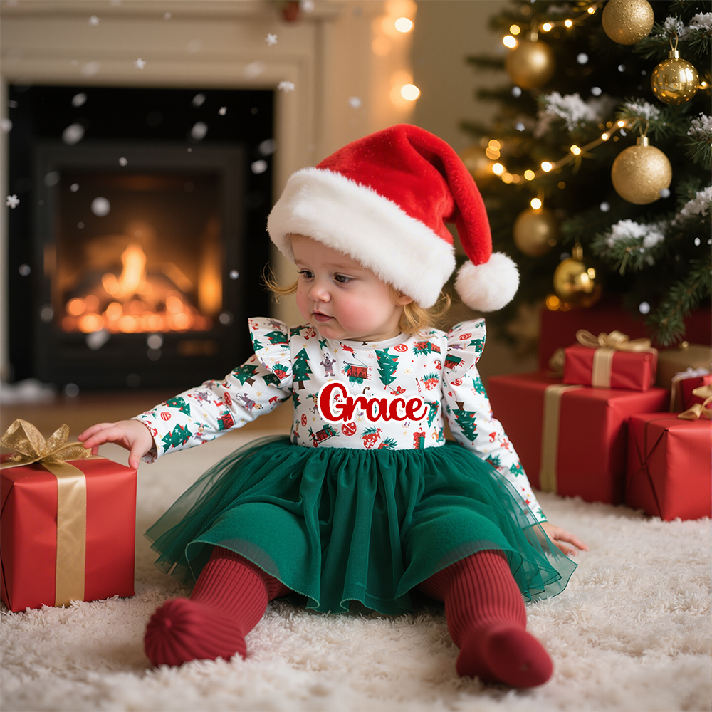 Personalized Christmas Baby Girl Lovely Tutu Dress | MCGift157
