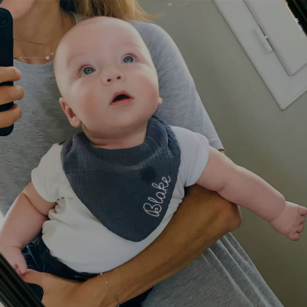 Personalized Embroidered Baby Muslin Bibs | CWBaby8301