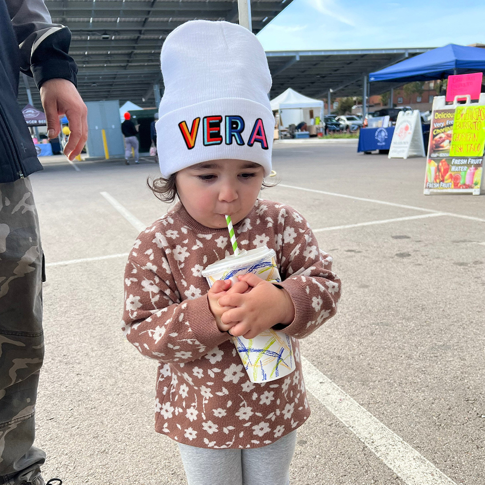 Personalized Colourful Funky Letter Patch Beanies For Kid & Adult | HSKid66