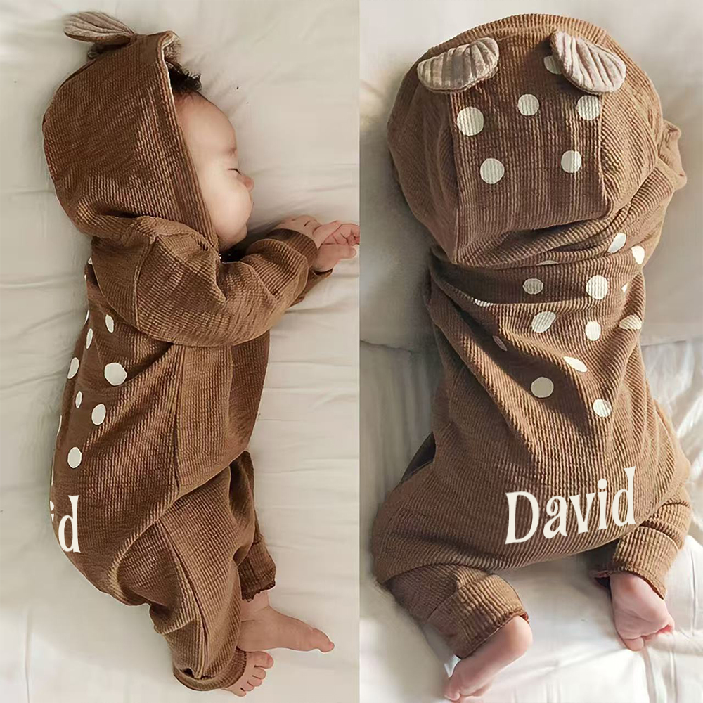 Personalized Baby Cute Bambi Hooded Jumpsuit | CWBaby319