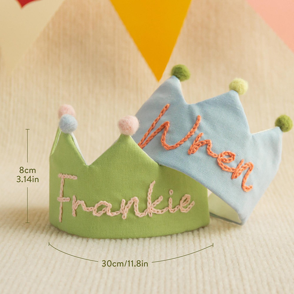 Personalized Hand Embroidered Baby Birthday Party Crown | CWBaby321
