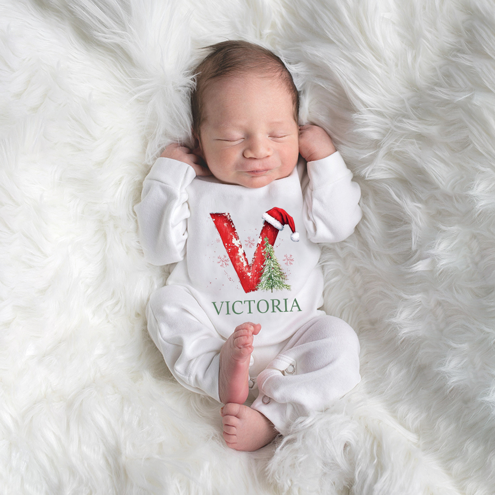 Personalized Baby 1st Christmas Romper and Hat Set | MCGift178