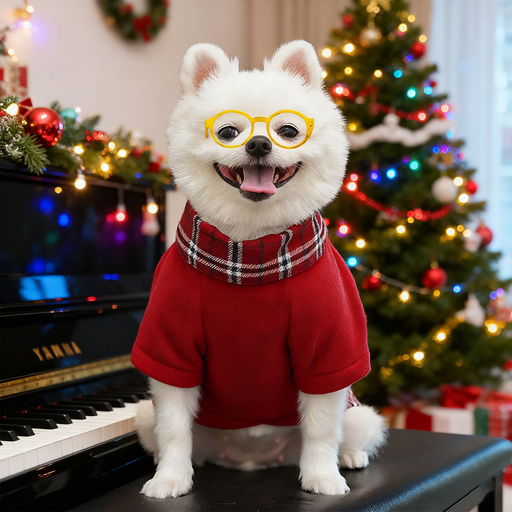 Personalized Pet Grid Collar Fleece Sweatshirt | BKPet244